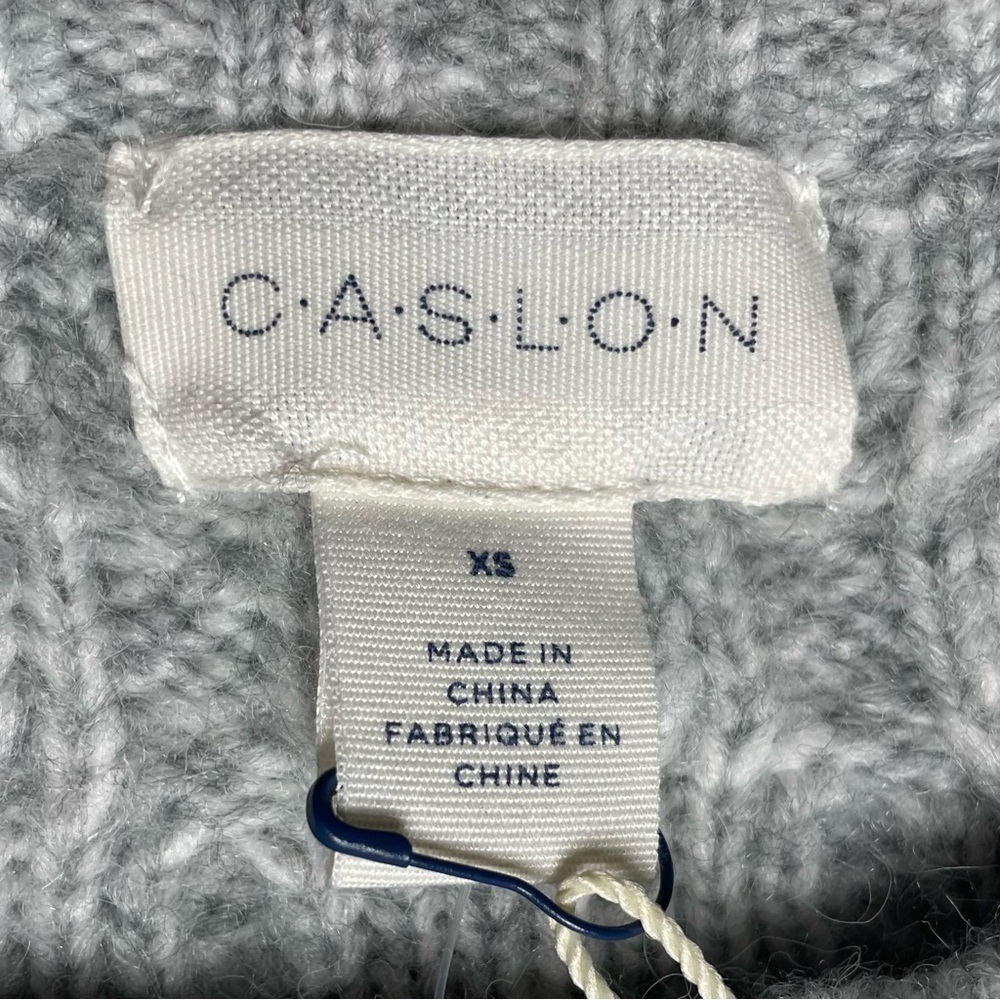 New Caslon Nordstrom Grey Heather Ivory Stripe Sweater (XS) - Picture 8 of 11